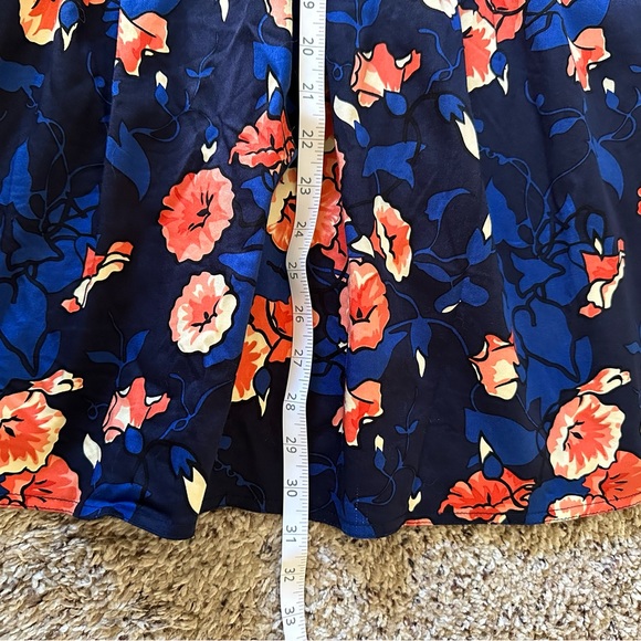 Kay Unger Strapless Dress Blue Coral Floral Pockets Tropical Mexican Wedding - Picture 9 of 9